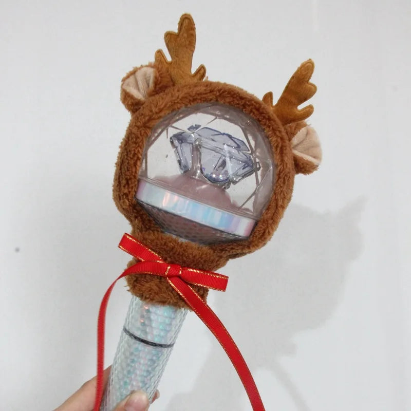 A plush cover shaped like a deer head with antlers, designed to fit an official light stick.