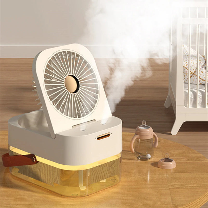 Portable Ultrasonic Humidifier with Fan and LED Night Light
