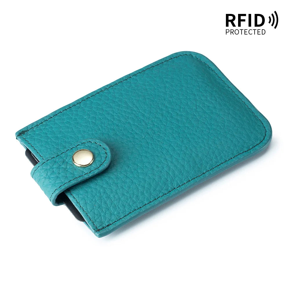 Slim Leather Card Holder with Quick-Access Pull Tab