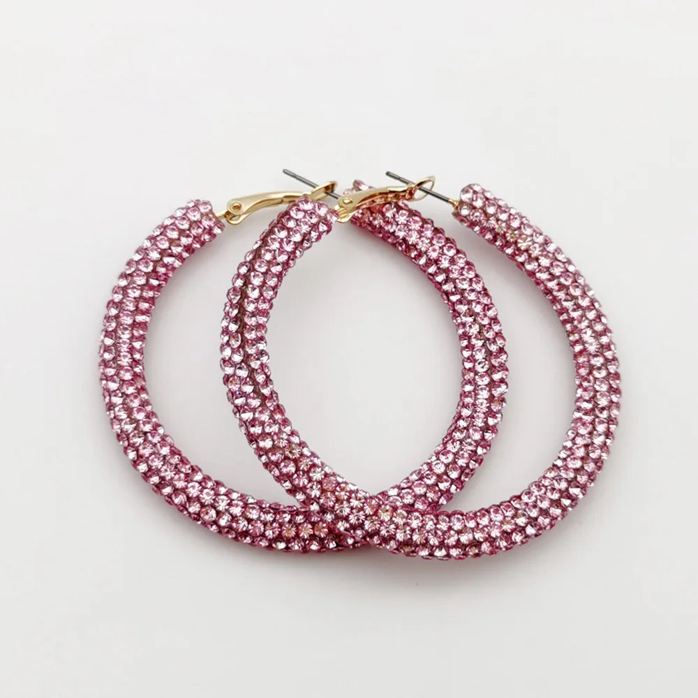 Rainbow Crystal Hoop Earrings