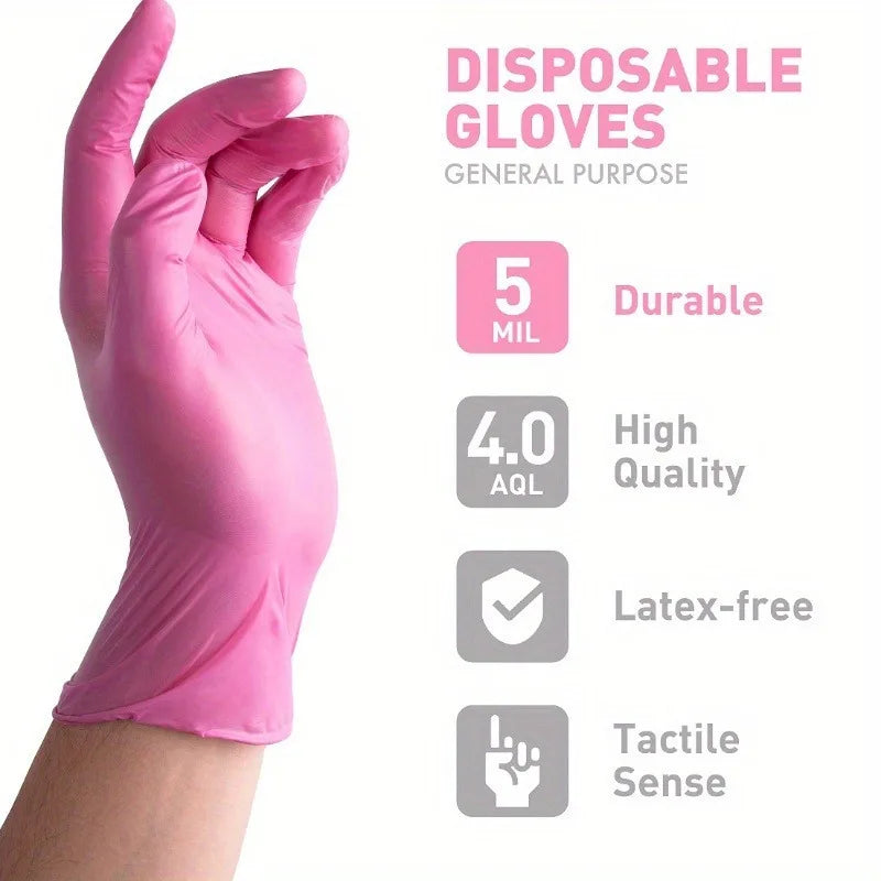 Pink Nitrile Cleaning Gloves for Kitchen, Dishwashing, and More