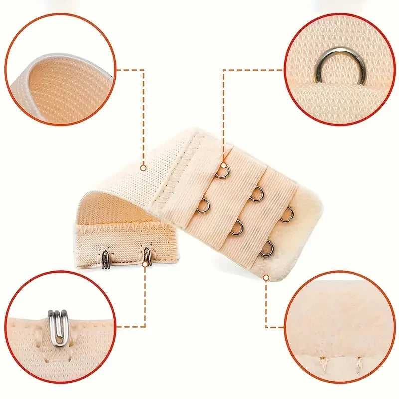Adjustable Bra Extender with 3-Row Hook and 2-Hook Design