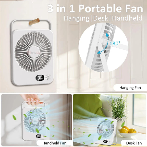 Portable Rechargeable Desk Fan with 5 Speed Settings