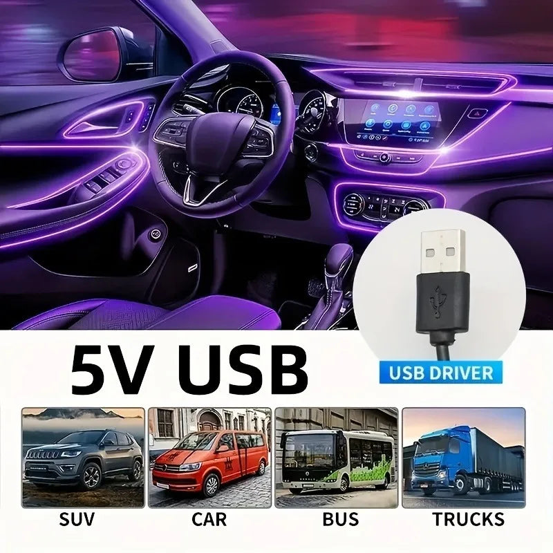 Flexible USB LED Neon Strip Light for Car Interior
