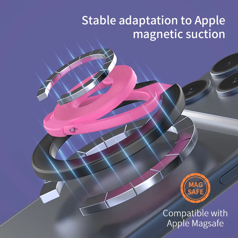 Double-Sided Magnetic Phone Ring Holder with Kickstand