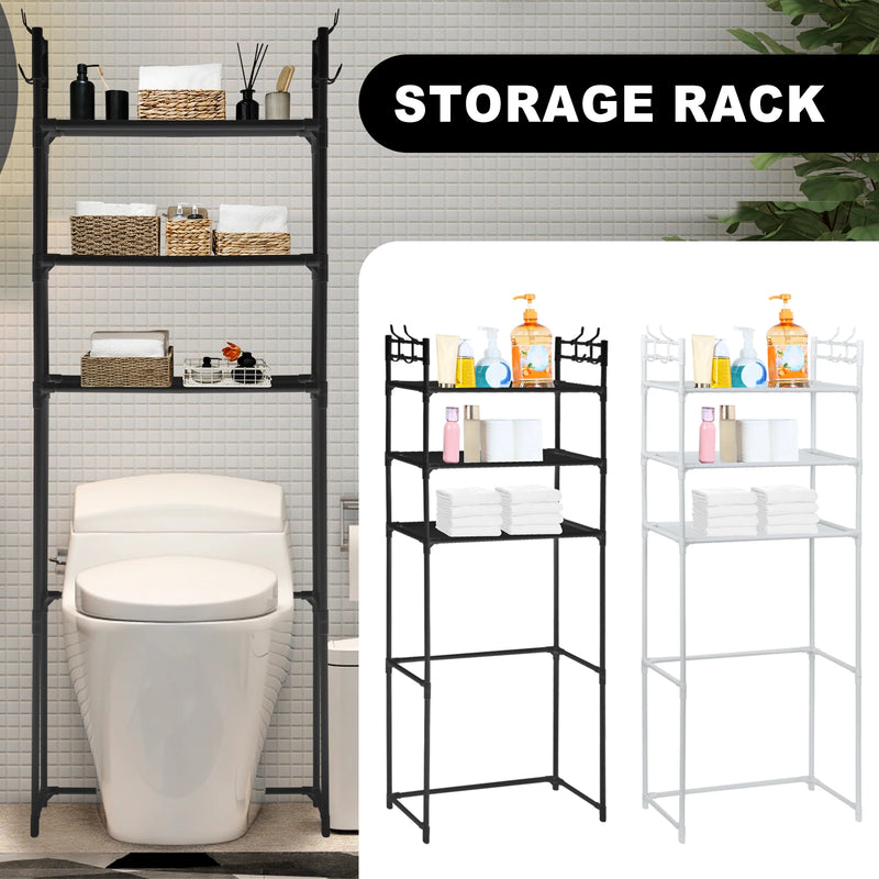 3-Tier Over-the-Toilet Storage Rack with Hooks