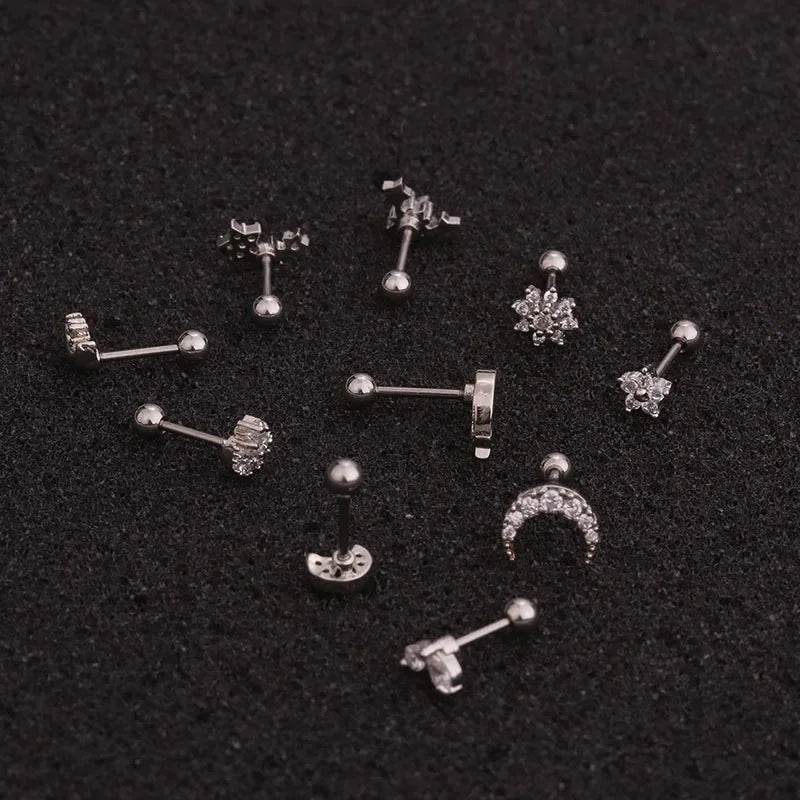 Boucles d'oreilles plates à tige en acier inoxydable délicates