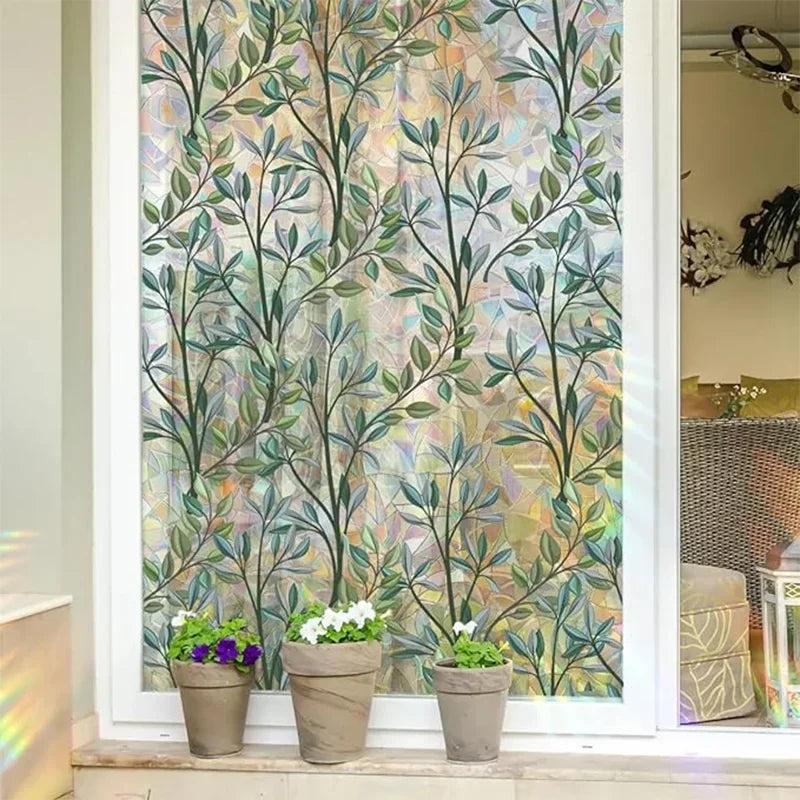 Green Vine Window Privacy Film – Static Cling Decorative Glass Cover