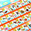 A colorful poster featuring letters and animals for bilingual Spanish English learning.