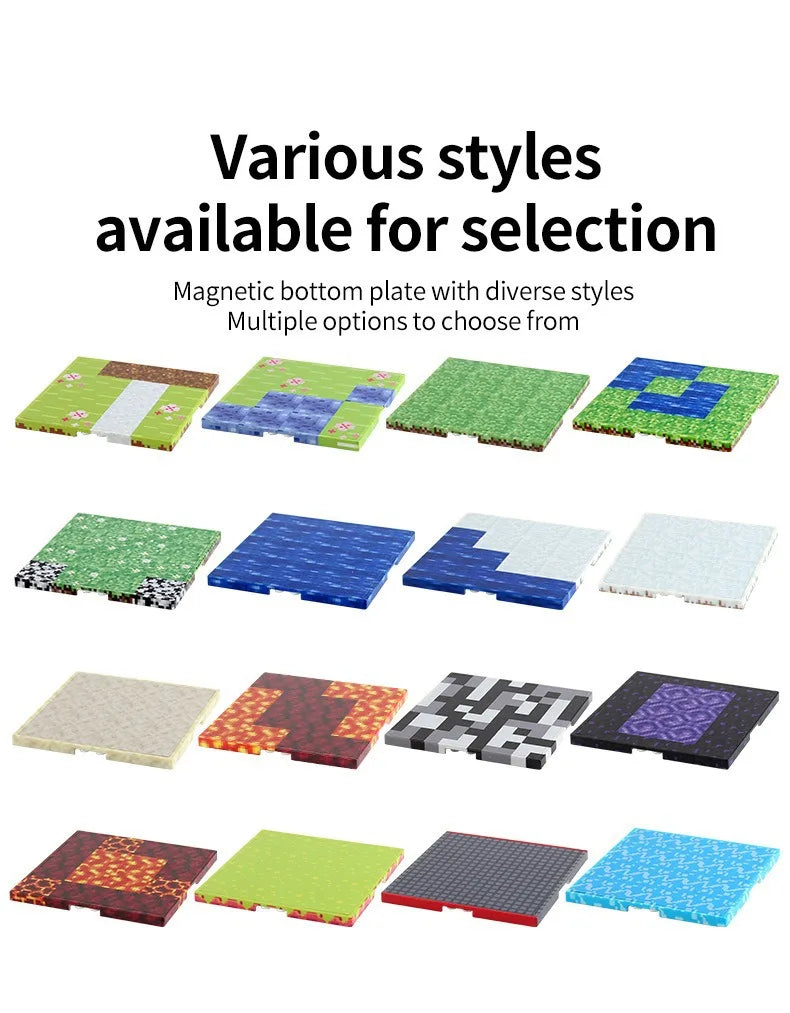Various styles of magnetic bottom plates available for selection in multiple colors and patterns.