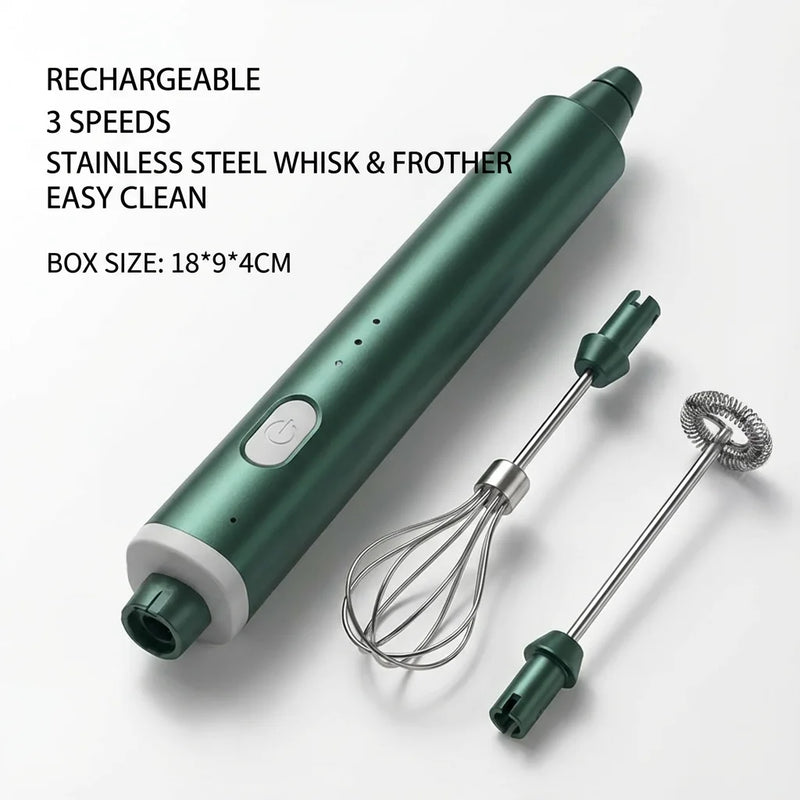 Rechargeable Electric Milk Frother & Handheld Mixer