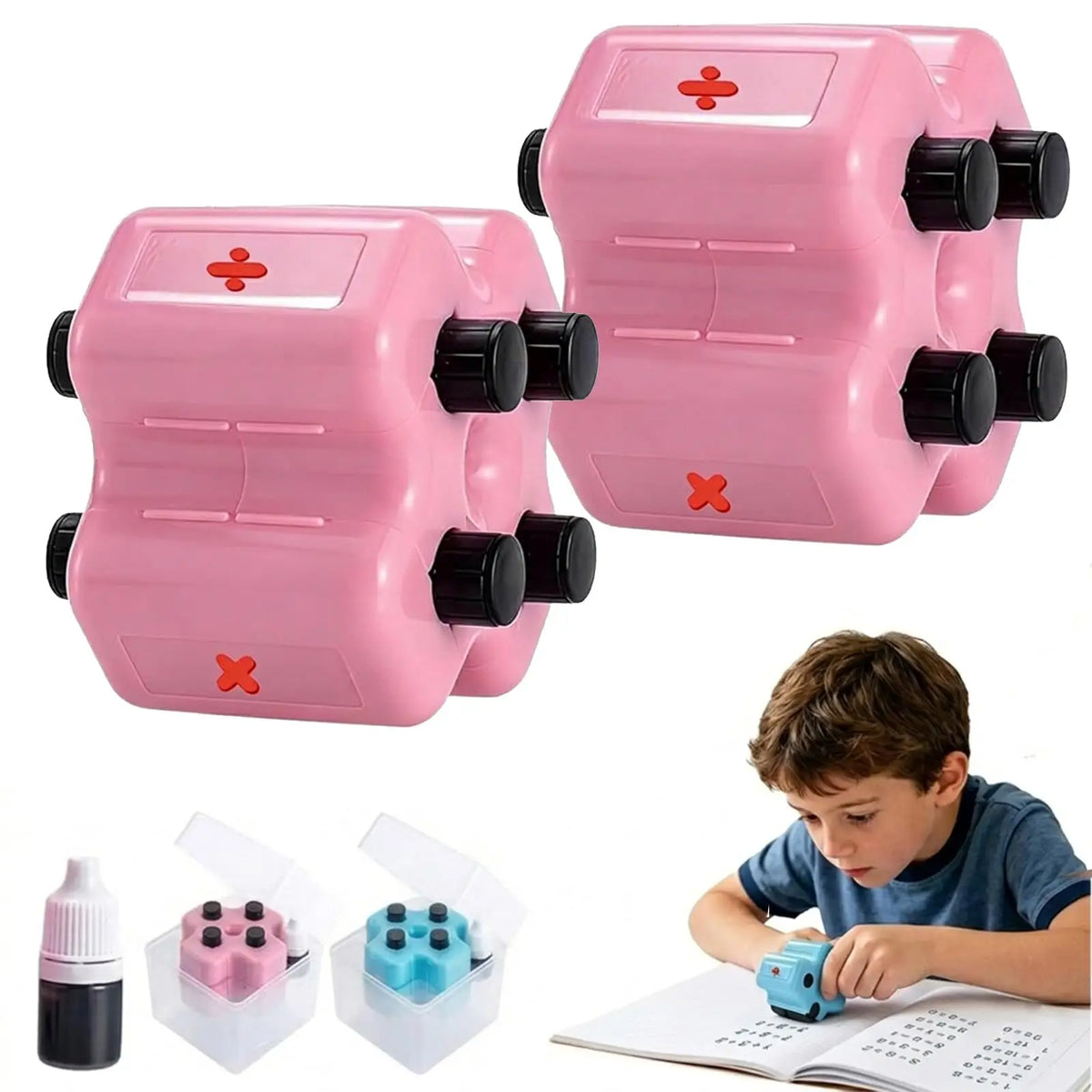 4-in-1 Math Roller Stamp Set – Addition, Subtraction, Multiplication & Division Practice