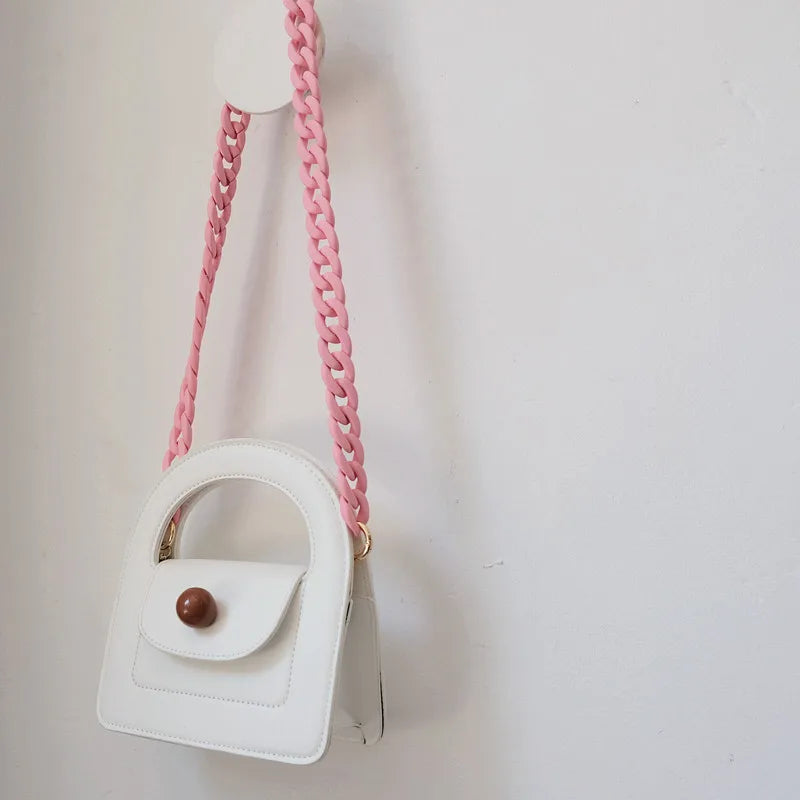 Matte Candy Pink Resin Handbag Chain – Detachable Shoulder Strap