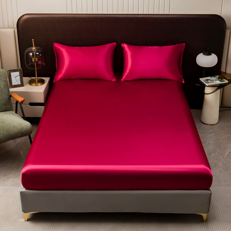 Luxury Satin Bedding Set with Fitted Sheet and Pillowcases