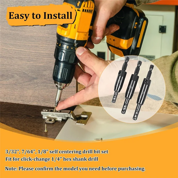 Self-Centering Hinge Drill Bit Set