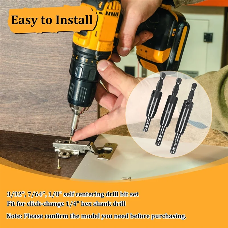 Self-Centering Hinge Drill Bit Set