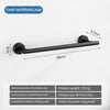 A black towel rack with a 40cm bar and 5cm mounting, made of stainless steel for hanging towels.