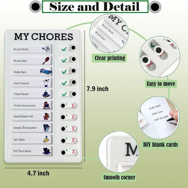 Reusable Kids Chore Chart with Daily Task Checklist