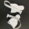 A white automatic locking body measuring tape with a soft retractable design shown on a dark background.