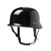 Black lightweight half helmet with integrated goggles for motorcycle and scooter riders
