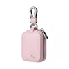 Pink PU leather protective case for earbuds with an anti-lost hook.