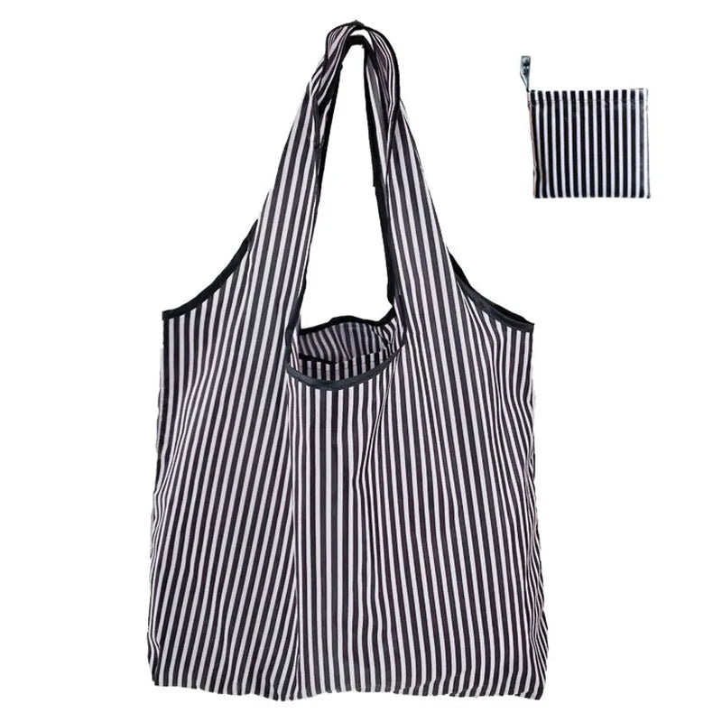 Foldable Nylon Reusable Shopping Bag with Floral Print