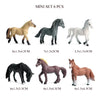 Mini set of six realistic animal figurines including horses and other wildlife for kids