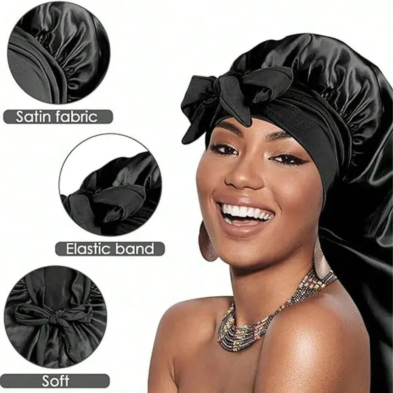 Extra Large Satin Sleep Bonnet for Curly Hair, Dreadlocks, and Braids