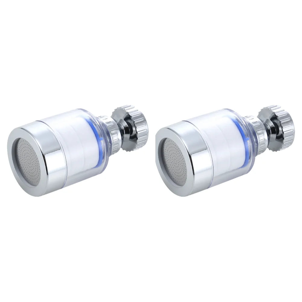 A chrome faucet water filter purifier with a rotating splash head.