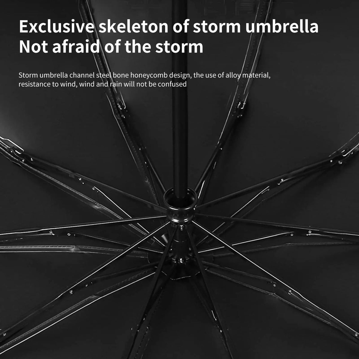 Auto Reverse-Folding Umbrella with Reflective Stripe & Carabiner Handle