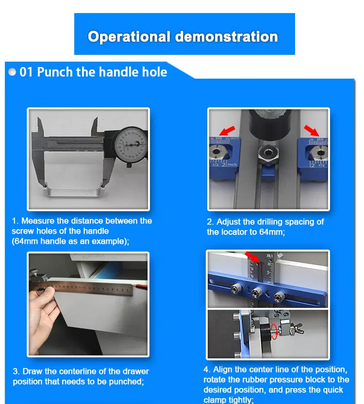 Cabinet Hardware Installation Jig with Adjustable Drill Guide