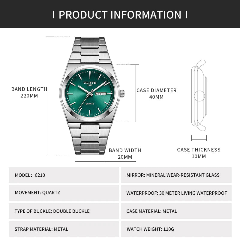 Reloj de Cuarzo Clásico para Hombre con Dial Luminoso