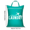 A teal laundry bag with the word LAUNDRY printed on it, shown against a white background.