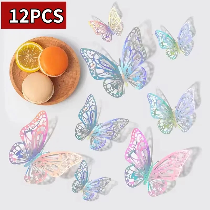 3D Rose Gold Butterfly Wall Decals for Home Decor