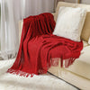 Oversized Chunky Knit Throw Blanket with Tassels