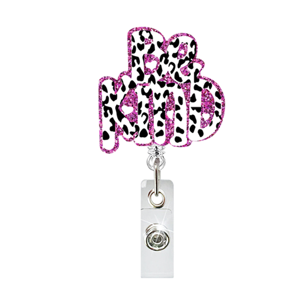 Glitter Retractable Badge Reel with Inspirational Quote