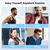 A collage showing people enjoying music or using earphones in various contexts like sports, study, life, and office work.
