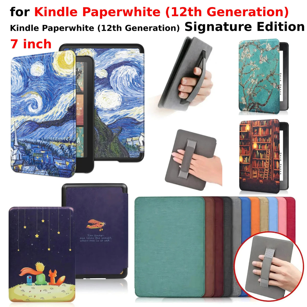 Premium Leather Case for Kindle Paperwhite (2024) with Hand Strap & Auto Sleep/Wake