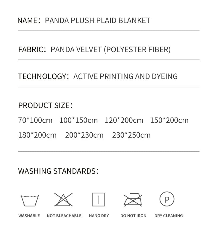 Panda Flannel Throw Blanket - Soft Plush Cover for Couch, Bed & Travel