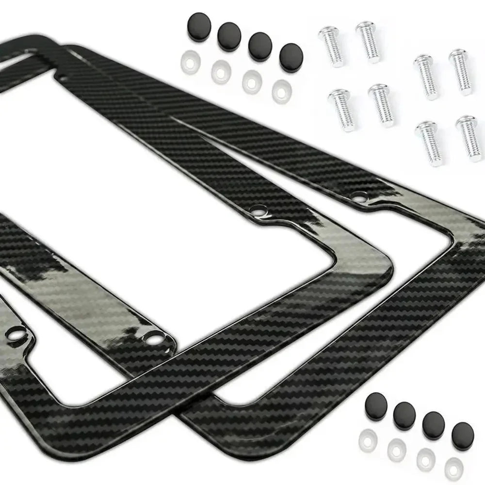 Carbon Fiber Style License Plate Frame with Screw Kit