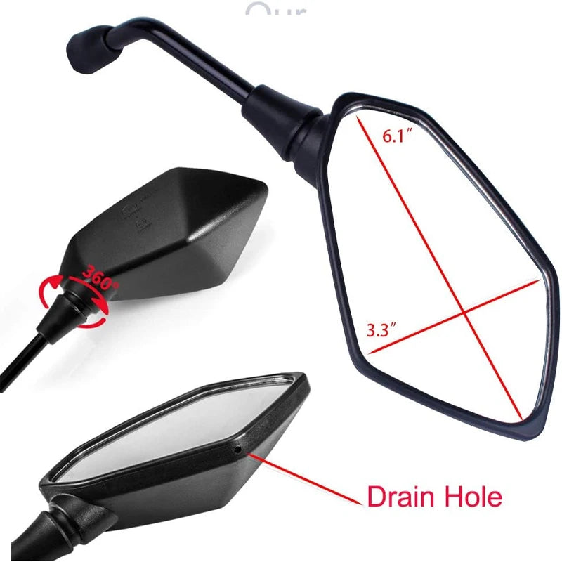 Universal Motorcycle Rearview Mirrors with Wide-Angle Lens