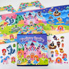 A colorful sticker book for toddlers featuring a fairy tale theme with various characters and scenes.