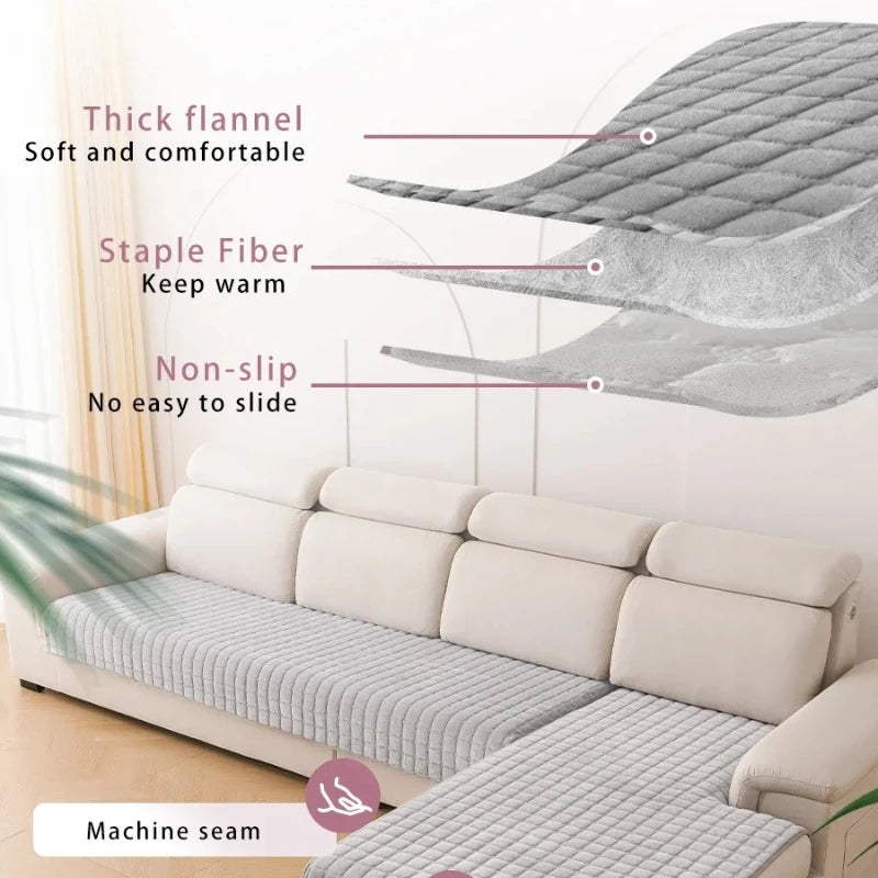 L-Shaped Corner Sofa Cover with Anti-Slip Backing