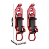 A pair of red heavy-duty quick release shovel holders designed for roof rack or wall mounting.