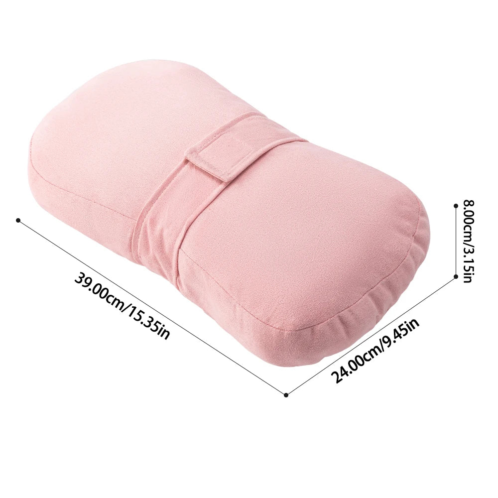 Almohada ergonómica rosa para la rodilla, diseñada para durmientes de lado, con dimensiones de 39.00cm x 24.00cm.