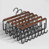 Wall-Mounted 8-Hook Organizer Rack (Iron & Wood)