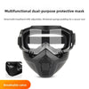 Black multifunctional dual-purpose protective mask or goggles with a checkered pattern and breathable valve