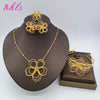 طقم مجوهرات زهري مطلي بالذهب للنساء