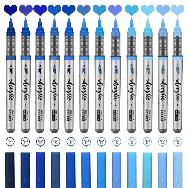 12-Piece Acrylic Paint Marker Set with Brush Tips