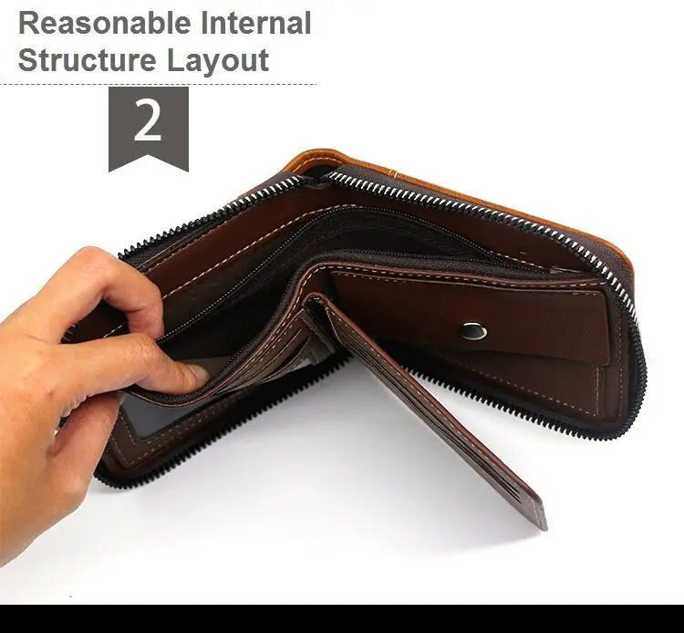 Vintage Compact Zipper Wallet for Men